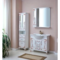 Зеркальный шкаф 85х95 см белое дерево медная патина Atoll Барселона