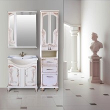 Зеркальный шкаф 76х95 см белое дерево медная патина Atoll Барселона