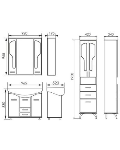 Зеркальный шкаф 92х96,5 см белый глянец Atoll Барселона