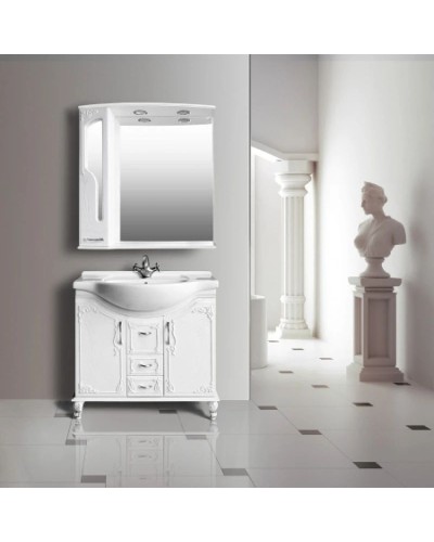 Зеркальный шкаф 85х95 см белый глянец Atoll Барселона