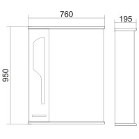 Зеркальный шкаф 76х95 см белый глянец Atoll Барселона