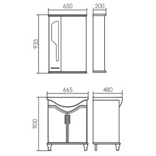 Зеркальный шкаф 65х93,5 см белый глянец Atoll Барселона