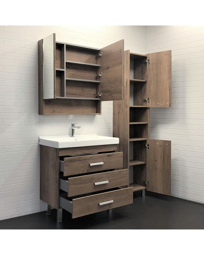 Зеркальный шкаф Comforty Никосия-80 00-00007619 Дуб темный