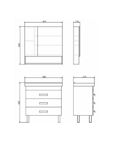 Зеркальный шкаф Comforty Никосия-80 00-00007619 Дуб темный