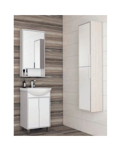 Зеркальный шкаф 51х86 см белый глянец/ясень фабрик Акватон Рико 1A212302RIB90