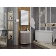 Зеркальный шкаф белый глянец/дуб навара 45,9х81,9 см Акватон Эмма 1A221802EAD80