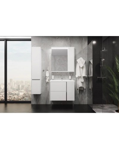 Зеркальный шкаф 80х83,3 см белый глянец R Акватон Стоун 1A228302SX010