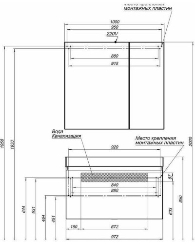 Зеркальный шкаф Aquanet Йорк 100 202090 Белый