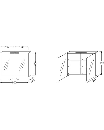 Зеркальный шкаф Jacob Delafon Rythmik 80 EB796RU-G1C с подсветкой Белый глянец