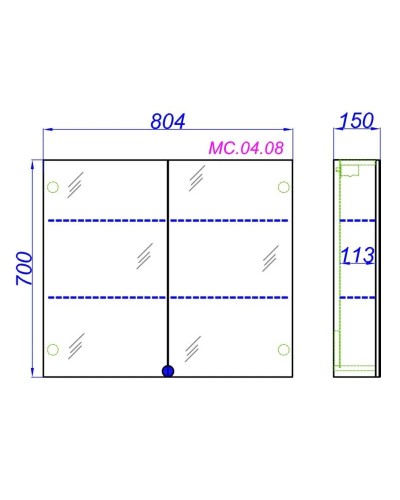 Зеркальный шкаф 80,4х70 см дуб сонома Aqwella MC.04.08/DS