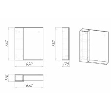 Зеркало со шкафом Grossman Альба 65 L 206501 Веллингтон Белый