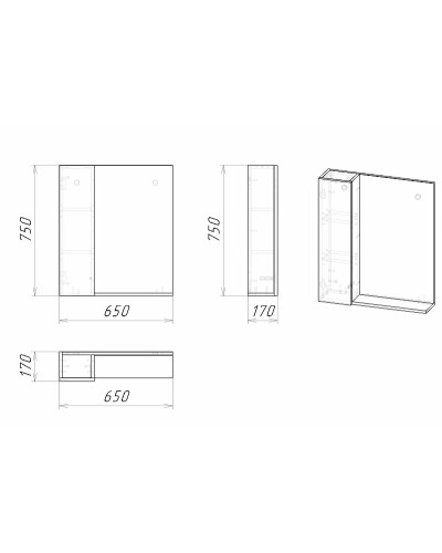 Зеркало со шкафом Grossman Альба 65 L 206502 Веллингтон Бриз