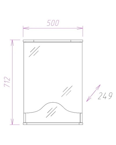 Зеркальный шкаф Onika Лидия 50 L 205003 с подсветкой Белый