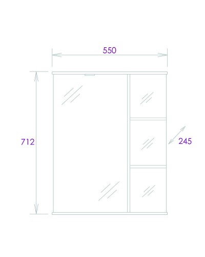 Зеркальный шкаф Onika Карина 55.01 L 205512 с подсветкой Белый