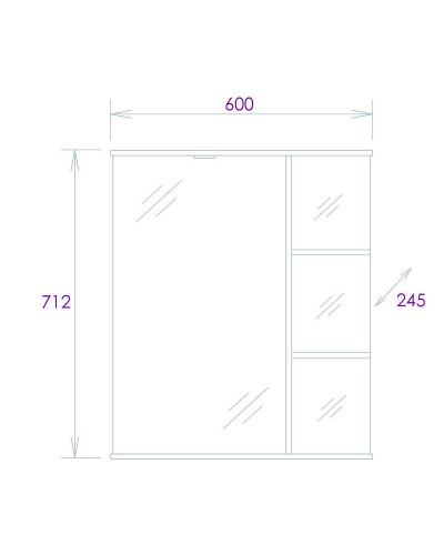 Зеркальный шкаф Onika Карина 60.01 L 206009 с подсветкой Белый