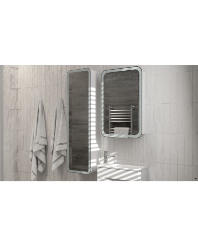 Зеркальный шкаф Jorno Modul 50 Mol.03.50/P/W/JR с подсветкой Белый