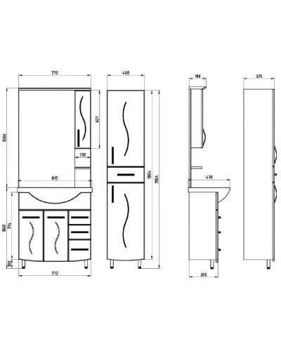 Зеркальный шкаф 77х106,6 см белый ASB-Mebel Грета
