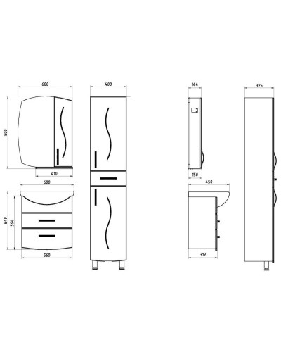 Зеркальный шкаф 60х80 см белый ASB-Mebel Грета