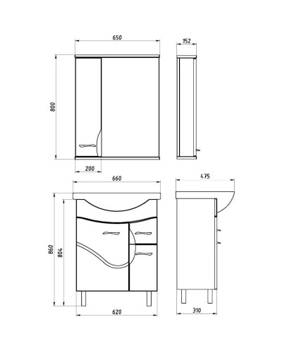 Зеркальный шкаф 65х80 см белый ясень L ASB-Mebel Альфа