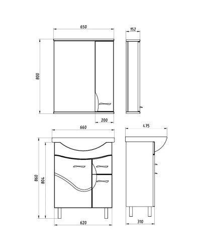 Зеркальный шкаф 65х80 см белый ясень R ASB-Mebel Альфа