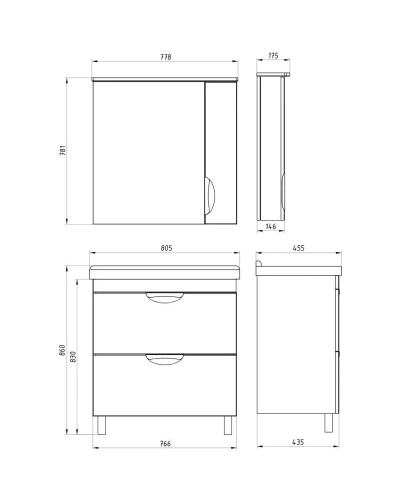 Зеркальный шкаф 77,8х78,1 см белый ASB-Mebel Миранда