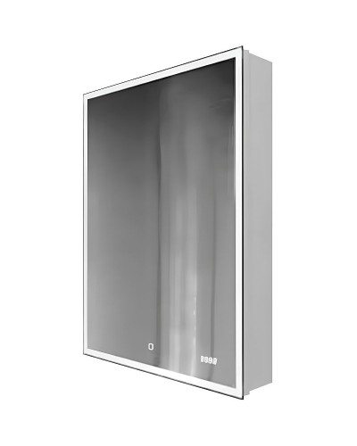 Зеркальный шкаф Jorno Slide 60 Sli.03.60/W с подсветкой с сенсорным выключателем и часами