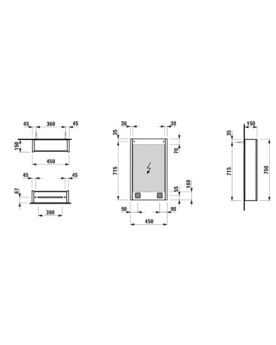 Зеркальный шкаф 45х75 см Laufen Frame 25 4.0830.2.900.144.1