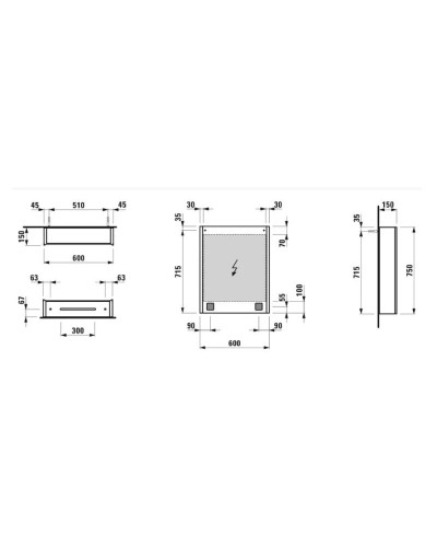 Зеркальный шкаф 60х75 см Laufen Frame 25 4.0840.2.900.144.1