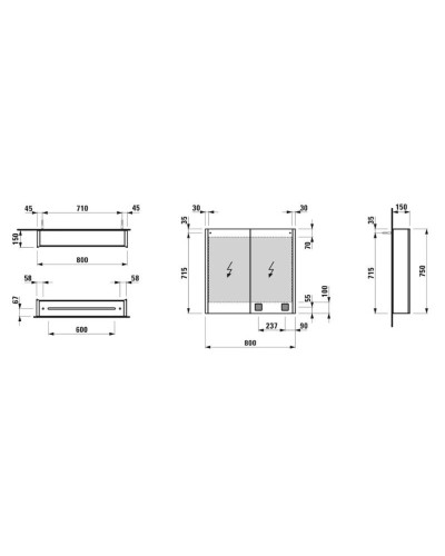 Зеркальный шкаф 80х75 см Laufen Frame 25 4.0850.3.900.144.1
