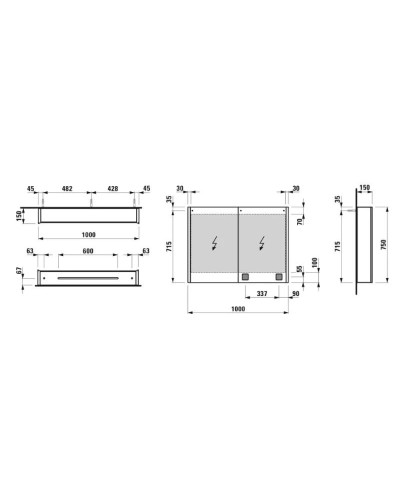 Зеркальный шкаф 100х75 см Laufen Frame 25 4.0860.3.900.144.1