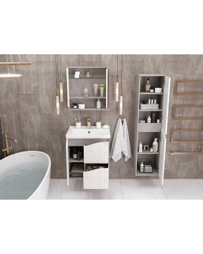 Зеркальный шкаф Onika Брендон 60.00 206084 Камень светлый Бетон крем