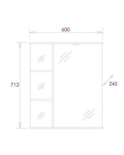 Зеркальный шкаф Onika Карина 60.01 R 206010 с подсветкой Белый