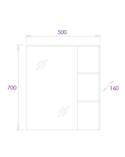 Зеркальный шкаф Onika Легран 50.00У 205022 Дуб галифакс