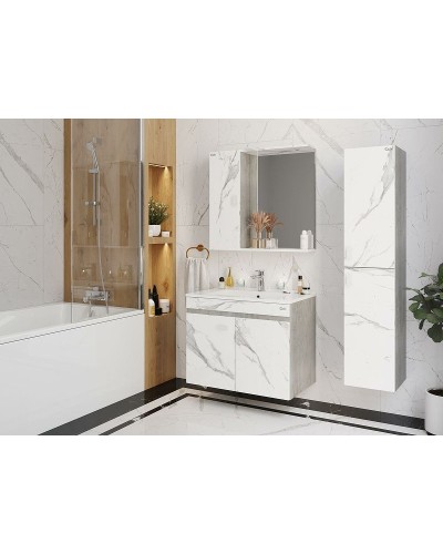 Зеркало со шкафом Onika Марбл 75.00 У 207524 Мрамор Камень бетонный