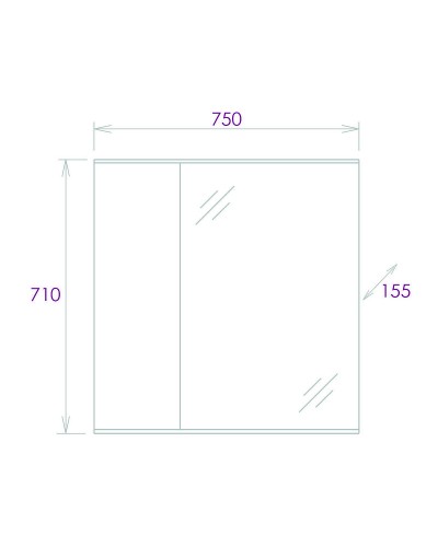 Зеркало со шкафом Onika Марбл 75.00 У 207524 Мрамор Камень бетонный