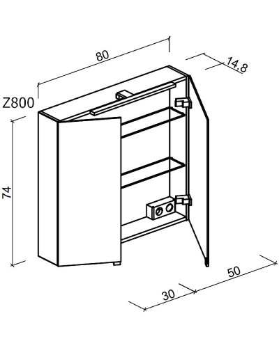 Зеркальный шкаф Sancos Hilton 80 Z800 с подсветкой Серый