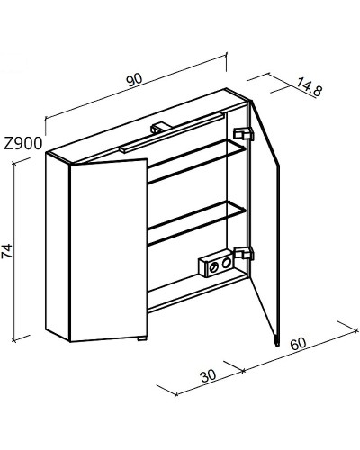 Зеркальный шкаф Sancos Hilton 90 Z900 с подсветкой Серый