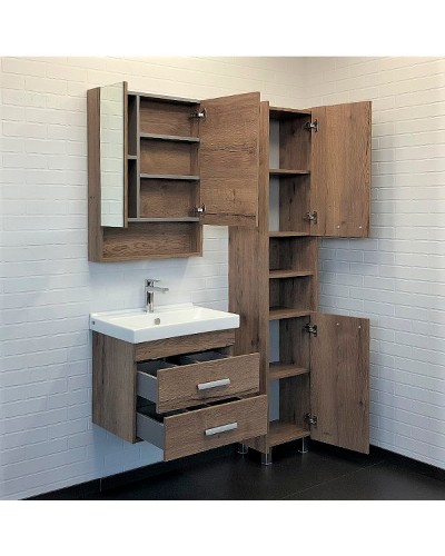 Зеркальный шкаф Comforty Никосия 70 00-00008851 Дуб темный