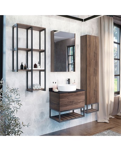 Зеркальный шкаф Comforty Порто 50 00-00009323 Дуб темно-коричневый