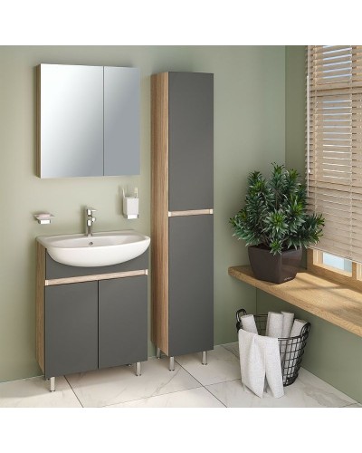 Зеркальный шкаф Runo Лада 60 00-00001161 Дуб серый