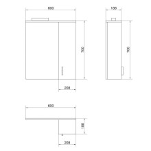 Зеркальный шкаф белый глянец 60х70 см Cersanit Erica New LS-ERN60-OS