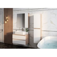 Зеркало со шкафом Onika Алеста 80.00 R 208095 Камень светлый Белое