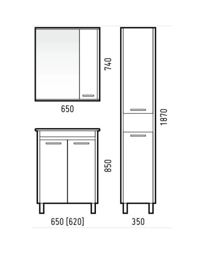 Зеркальный шкаф 65х74 см лайн Corozo Лорена SD-00000295