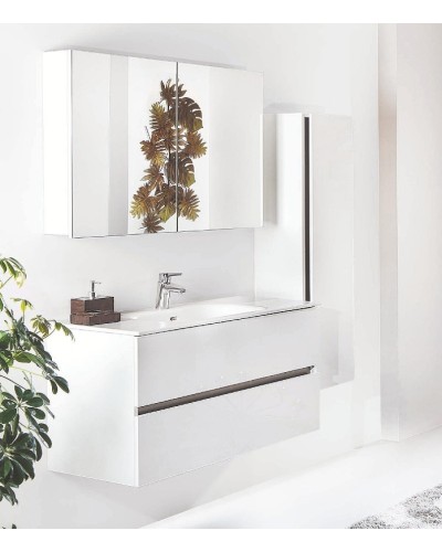 Зеркальный шкаф Boheme Armadi Art Vallessi 100 546-W с подсветкой Белый глянец