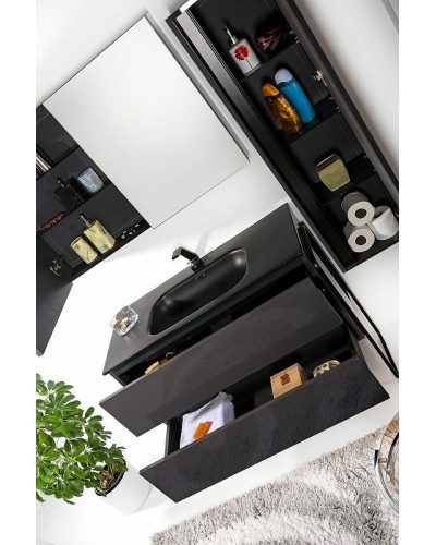 Зеркальный шкаф Boheme Armadi Art Vallessi 80 547-A glossy с подсветкой Антрацит глянец