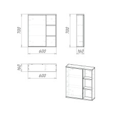Зеркальный шкаф Grossman Форта 60 2060032 Темный дуб галифакс