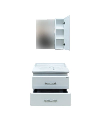 Зеркальный шкаф 75х80 см белый глянец Comforty Неаполь 00004147561