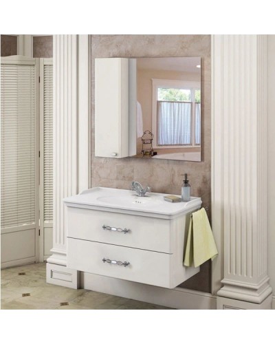 Зеркальный шкаф 100х80 см белый глянец Comforty Неаполь 00004139023