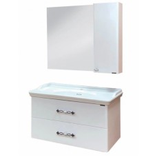 Зеркальный шкаф 100х80 см белый глянец Comforty Неаполь 00004139023