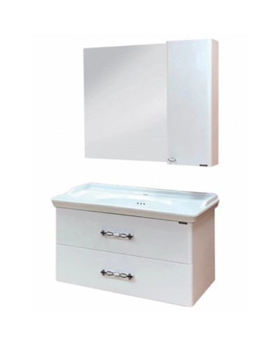 Зеркальный шкаф 100х80 см белый глянец Comforty Неаполь 00004139023